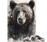 Bear Wild Beauty Black Ink Puzzle Jigsaws 500 Pieces for Adults Puzzles Family Game for Adults And Teenagers 500pcs (52x38cm)