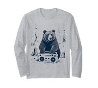 Bear with Boombox Retro Forest Long Sleeve T-Shirt