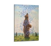 Bear with Butterflies Surreal Artistic Photography Wall Art, Creative Decor for Living Room And Study Artistic Wall Mural Modern Hanging Decor Poster08x12inch(20x30cm)