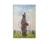 Bear with Butterflies Surreal Artistic Photography Wall Art, Creative Decor for Living Room And Study Artistic Wall Mural Modern Hanging Decor Poster16x24inch(40x60cm)