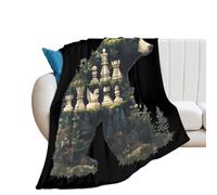 Bear with Chess Flannel Blanket Throw 250g Lightweight Carpet Large Bed Blankets for Sofa Couch Bed 30"*40"(76 * 100cm)