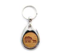 Bear with Cub Design Wooden Keyring with Gift Box.