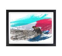 Bear with Cubs in Forest (1) V2 Framed Print | A2 Black Framed Wall Art | Ready to Hang | Modern Animal Picture | Living Room Bedroom Lounge Office