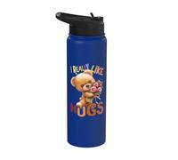 Bear with Flowers Cute snugglebear Really Like hugs Daughter Stainless Steel Insulated Water Bottle