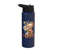 Bear with Flowers Cute snugglebear Really Like hugs Daughter Stainless Steel Insulated Water Bottle