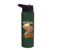 Bear with Flowers Cute snugglebear Really Like hugs Daughter Stainless Steel Insulated Water Bottle