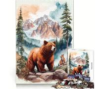 Bear with Fox in Forest 1000 Pieces Puzzles for Adults Logic Practice Slow Leisure Clean Edges Meaningful Gift (38x26cm)
