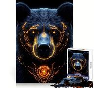 Bear with Glowing Patterns Jigsaw 1000 Pieces for Teenagers Smart Training Easy Relaxation Flawless Cut Xmas Gift (50x75cm)