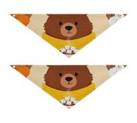 Bear with Hot Chocolate Dog Scarf Good Breathability Set of 2 for Daily Wear Pets Various Sizes 30 × 12 2in