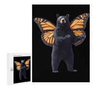 Bear with Monarch Butterfly Wings Stylish Adults Jigsaw Puzzle Funny Wooden Educational Game Art Home Decor