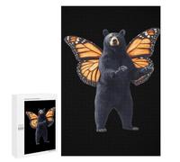 Bear with Monarch Butterfly Wings Stylish Adults Jigsaw Puzzle Funny Wooden Educational Game Art Home Decor