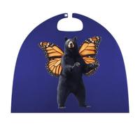 Bear with Monarch Butterfly Wings Stylish Halloween Cape Funny Cosplay Costume Robe Party Cloak for Unisex
