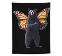 Bear with Monarch Butterfly Wings Stylish Wall Tapestry Decorations Hanging Poster Blanket for Living Room Office