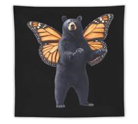 Bear with Monarch Butterfly Wings Stylish Wall Tapestry Decorations Hanging Poster Blanket for Living Room Office