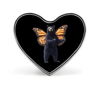 Bear with Monarch Butterfly Wings Unisex Novelty Brooches & Pins Heart Metal Lapel Badge for Clothing Shawl Hat