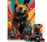 Bear with Vinyl Records Jigsaw 1000 Pieces for Teenagers Analytical Skill Mindful Leisure Tight Join Holiday Treat (38x52cm)