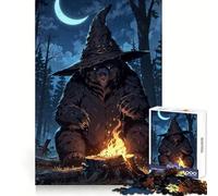 Bear Wizard by Campfire at Night Jigsaw Puzzles for Adults 1000 Piece Thought Skill Restful Escape Accurate Edges Thoughtful Gift (38x52cm)