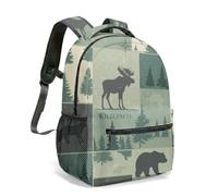 Bear Wolf Deer Dog Cabin All Over Print Rucksack 16 Inch Farm Forest Adventure Children's Rucksack Welcome to Our Cabin Retro Pack (04)
