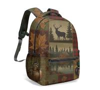 Bear Wolf Deer Dog Cabin All Over Print Rucksack 16 Inch Farm Forest Adventure Children's Rucksack Welcome to Our Cabin Retro Pack (07)