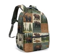 Bear Wolf Deer Dog Cabin All Over Print Rucksack 16 Inch Farm Forest Adventure Children's Rucksack Welcome to Our Cabin Retro Pack (02)