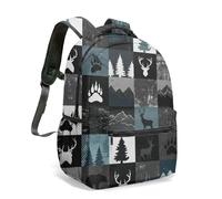 Bear Wolf Deer Dog Cabin All Over Print Rucksack 16 Inch Farm Forest Adventure Children's Rucksack Welcome to Our Cabin Retro Pack (08)