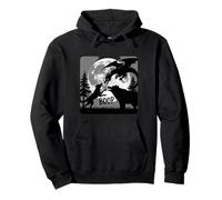 Bear Wolf Poke The Serpent Dragon in Full Moon the woods Pullover Hoodie