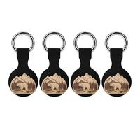 Bear Wood Forests Mountain Keychain Holder Case Compatible with AirTag Waterproof Silicone Shell Protective Case 4PCS