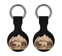 Bear Wood Forests Mountain Keychain Holder Case Compatible with AirTag Waterproof Silicone Shell Protective Case 2PCS