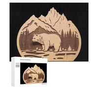 Bear Wood Forests Mountain Puzzle for Adults Challenging Jigsaw Puzzles for Women Men 500 PCS