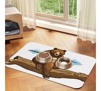 Bear Working Print Pet Absorbent Leather Tablecloth Perfect for Dogs, Cats, and Other Pets