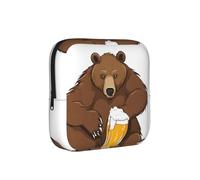 Bear Working Print Sanitary Pad Storage Bag, Sanitary Pad Bags, Portable Period Bag with Zipper for Female Girls