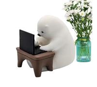Bear Writing Code Ornament, Computer Bear Figurines, Tiny Coding Bear Collectible, Miniature Bear Figurines, Desk Decor Bear Collectible, Programmer Bear Figurine for Coding Bear Desk Decor