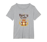 Bear-y Cute Adorable Teddy Stars Kids Autumn Gift T-Shirt, Women's Plus, Heather Grey, 4X