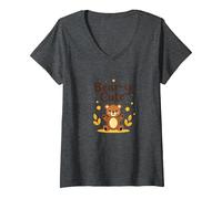 Bear-y Cute Adorable Teddy Stars Kids Autumn Gift V-Neck T-Shirt, Women, Dark Heather Grey, S