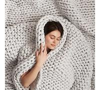 Bearaby Cotton Hand-Knit Weighted Blankets for Adults - Chunky Knit Blanket - Sustainable, Breathable, Organic, Cooling Weighted Blanket - Machine Washable (Moonstone Grey, 10 lbs)