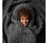 Bearaby Cotton Hand-Knit Weighted Blankets for Adults - Chunky Knit Blanket - Sustainable, Breathable, Organic, Cooling Weighted Blanket - Machine Washable (Asteroid Grey, 10 lbs, 40"x64")