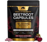 Bearactive Beetroot Capsules 10,000mg - High Strength Beetroot Supplement with L-Citrulline - Nitric Oxide Supplements - Heart Health, Blood Pressure, Energy & Daily Wellness Support - 30-Day Supply