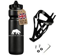 Bearactive Bike Bottle Holder with Bike Bottle 750ml - BPA Free Leak Proof Bicycle Squeeze Bottle with Valve Lid - Lightweight Plastic Bottle Cages with Screws for Road & Mountain Bikes Black 1 Pack