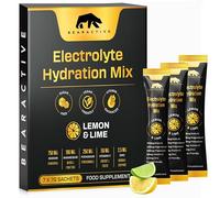 Bearactive Electrolytes Powder Sachets - Sugar-Free Hydration & Rehydration Drink - Lemon Lime Flavour - Electrolytes Sachets with Vitamins C & B12 - Vegan (7 Servings (Pack of 1), Lemon & Lime)