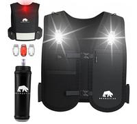 Bearactive Hydration Running Vest With Phone Holder, 500ml Water Bottle, Adjustable Strap and 6 Pockets Running Vest for Women & Men (Black LED, One Size)