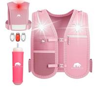 Bearactive LED Running Vest with 500ml Water Bottle - 3 LED Lights, Reflective Adjustable Strap and 6 Pockets - Lightweight Hydration Vest, Running Vest Women & Men