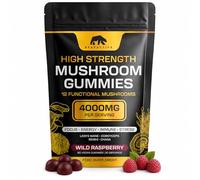 Bearactive Mushroom Gummies 4000mg - 12 Functional Mushroom Complex with Lions Mane, Cordyceps, Reishi, Chaga, Maitake & Shiitake - Wild Raspberry Flavour - Vegan Food Supplement - 60 Gummies