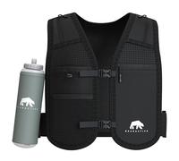 Bearactive Running Phone Holder with 500ml Water Bottle - Adjustable Strap and 6 Pockets - Running Hydration Vest for Women & Men (Black)