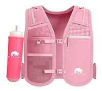 Bearactive Running Phone Holder with 500ml Water Bottle - Adjustable Strap and 6 Pockets - Running Hydration Vest for Women & Men (Pink, One Size)