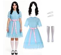 BEARAE Halloween Twin Cosplay Dress for Women, Creepy Twins Costume Outfit Dress, Scary Sisters Costume Dress for Halloween
