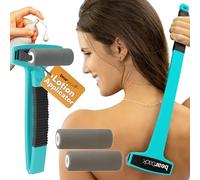 bearback Lotion Applicator for Back & Body - Long Reach Folding Handle with 2 Reusable Foam Rollers - Apply Lotion, Medication, Ointment, Sunscreen, Self Tanner - American Small Business (Teal)