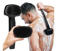 Bearback Silicone Body Scrubber with Extendable Handle - Back Scrubber for Shower, Men & Women - Removable Soft Brush, Gentle, Hygienic & Easy to Use