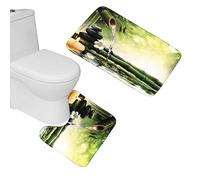 Bearbae Zen Garden Theme Decor View Japanese Design 2 Piece Bathroom Mat Set Relaxation Bamboos Candles Bath Mat Contour Mat