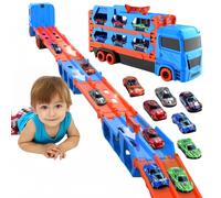 Bearbao Toddler Boy Toys for 2 3 4 5 6 Years Old Boys, 65 Inches Race Track for Boys Kids Die-Cast Transport Truck Car Toys, Toddler Car Toys Set for Kids Boys