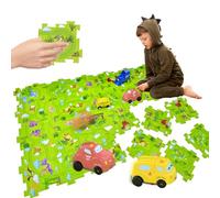 Bearbao Toddler Toys Gifts for 3 4 5 Year Old Boys, Total 24 Pieces Jigsaw Puzzle Racer Track Car Set with 3 Cars for Kids Boys 3-5, Puzzle Tracks Car Toys Gifts for 3 4 5 Year Old Boys Kids